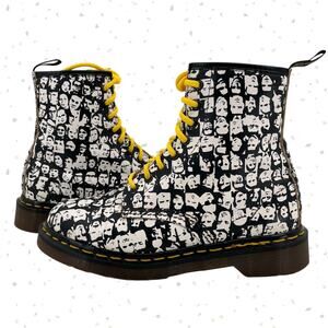 Vintage Dr. Martens Andy Warhol Black White Faces Boot Made in England Size UK 5